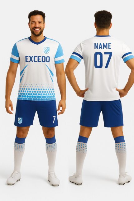 Cool color football kit white and blue Art102